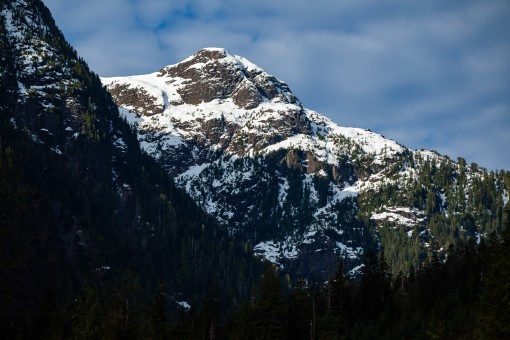 Beverly Peak capped in snow in the Nahmint Valley.