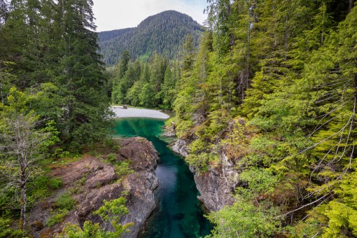 The emerald green waters of the Nahmint River.