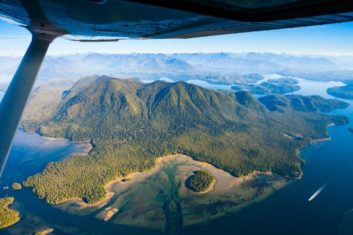 Aerial view of Wah-nuh-jus—Hilthoois (Meares Island) Tribal Park.