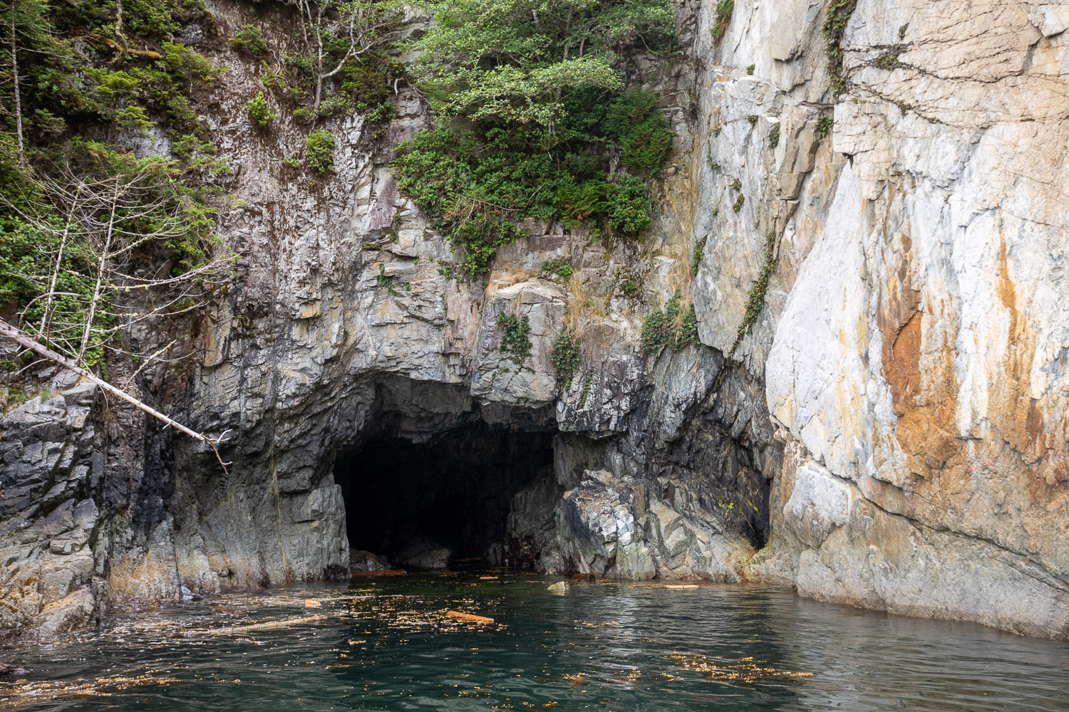 Sea cave along the coast.